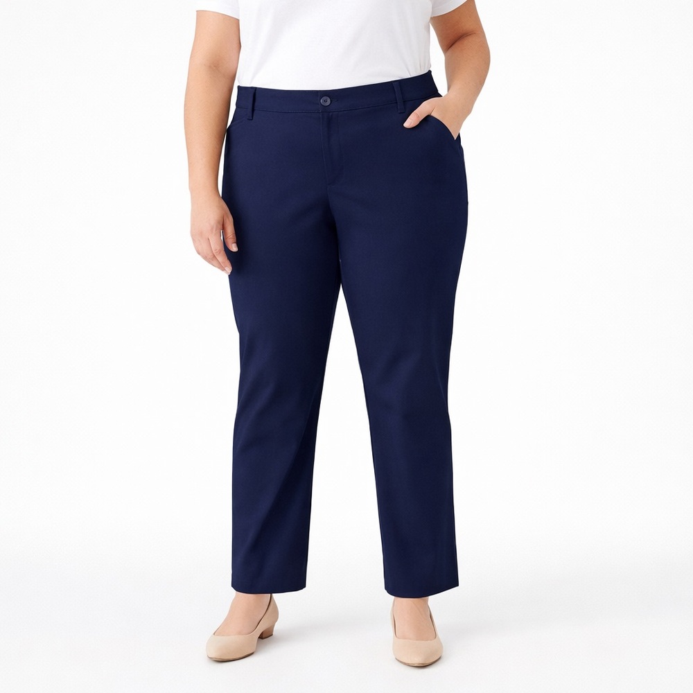 St. John’s Bay Navy Straight Leg Stretch Pants Women’s 22WS